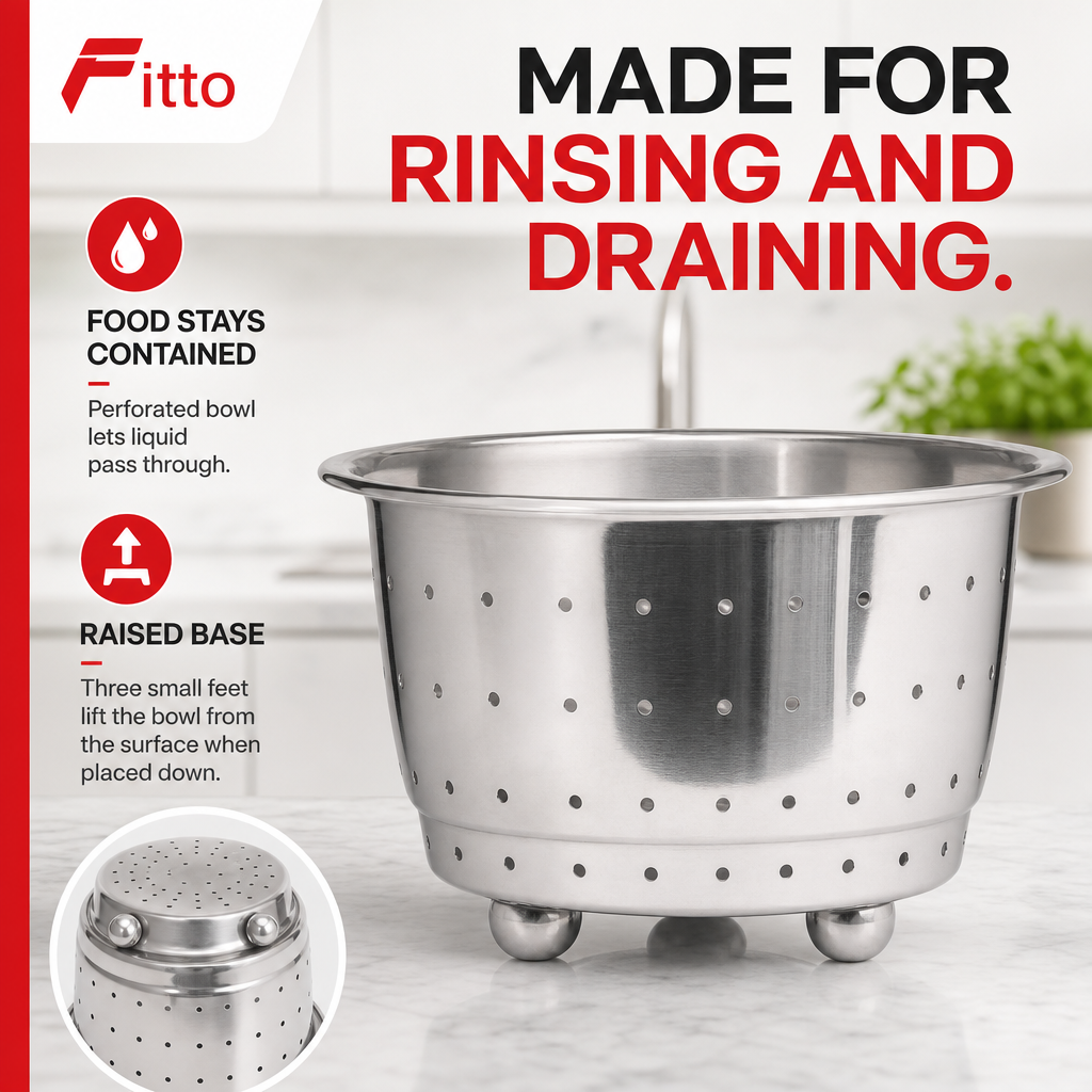 96 Pieces Colander 20 cm with Three Small Feet for Rinsing and Draining Food