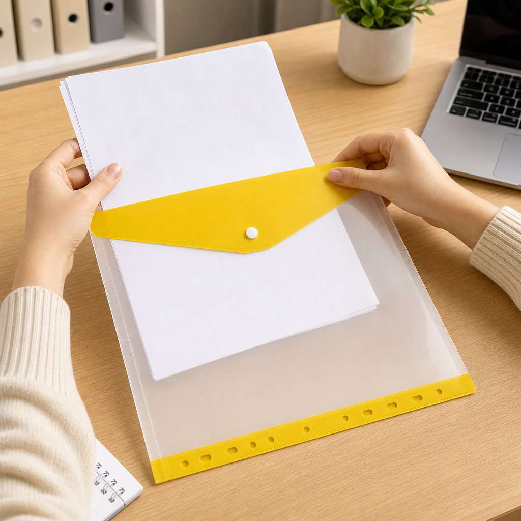 240 Pieces A4 Transparent Button Document Folder, Assorted Colour, 1 Piece