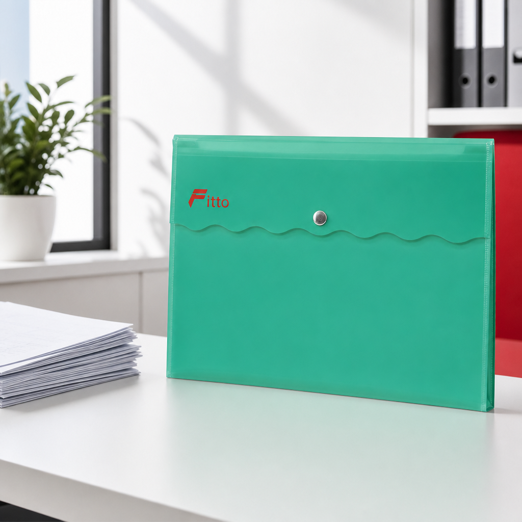 96 Pieces Green A4 Document Envelope Folder with Snap Button Closure, 1 Piece