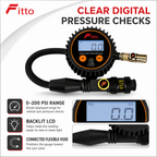 48 Pieces Digital Tyre Pressure Gauges with PVC and Nitrile Hose, 0–200 PSI Range, Backlit LCD Display