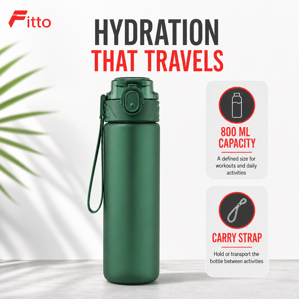 96 Pieces Sports Water Bottles with Carry Strap, 800 ml, Green