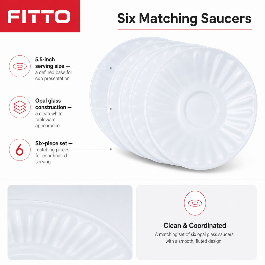 96 Pieces Opal Glass Saucer, 5.5 Inch, White, 6-Piece Pack