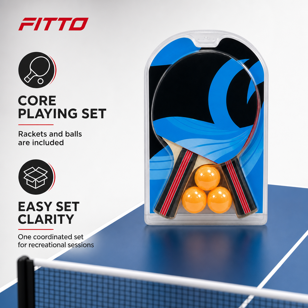 96 Pieces Table Tennis Racket Set With Balls, Blue Black And Orange, 1 Set