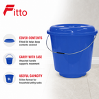 96 Pieces Plastic Bucket with Lid and Carry Handle, 9 Litre, Blue