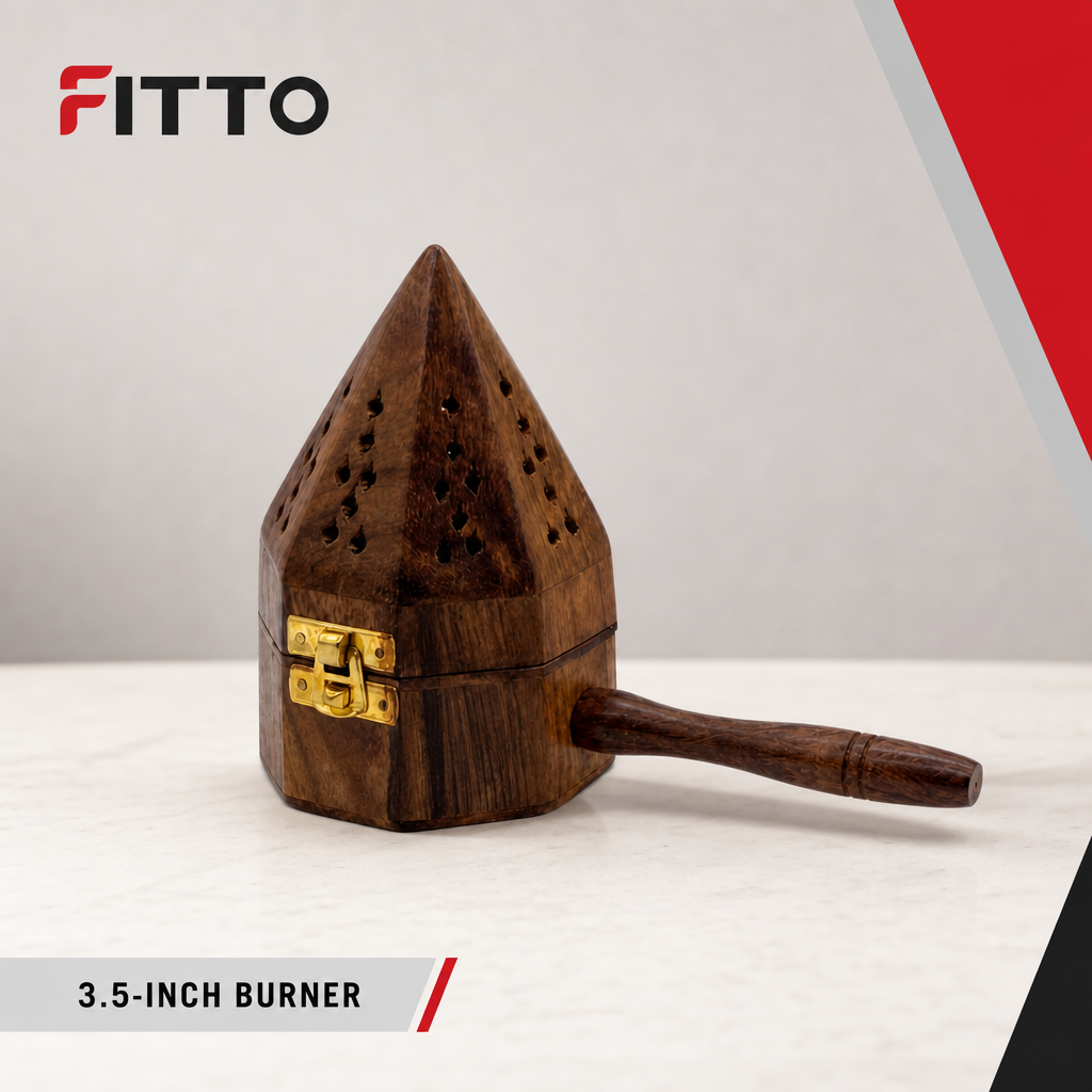 96 Pieces Wooden Incense Burner House with Handle, 3.5 Inch, Brown