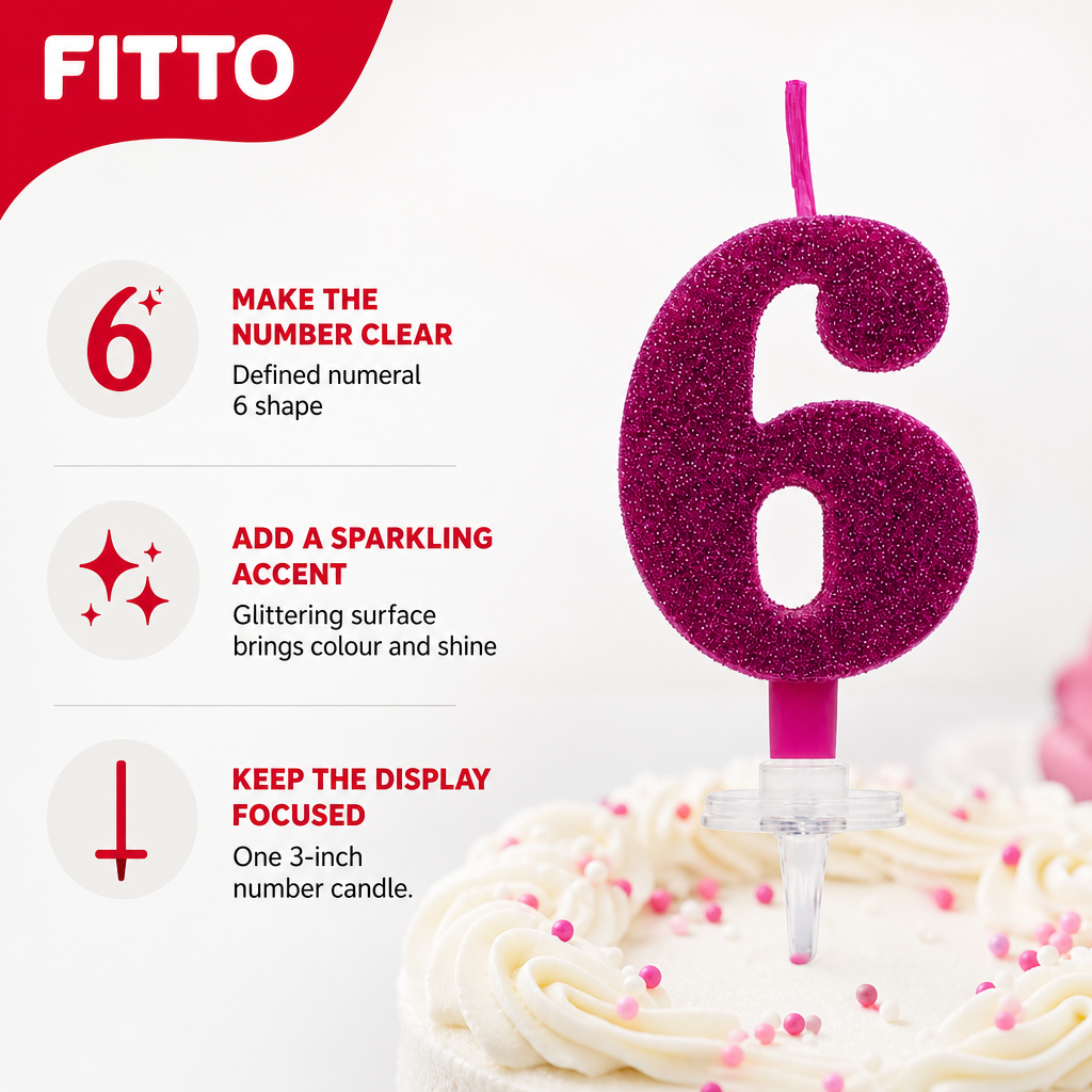240 Pieces Sparkling Number 6 Cake Candles, 3 in, Assorted Colour, 1 Piece