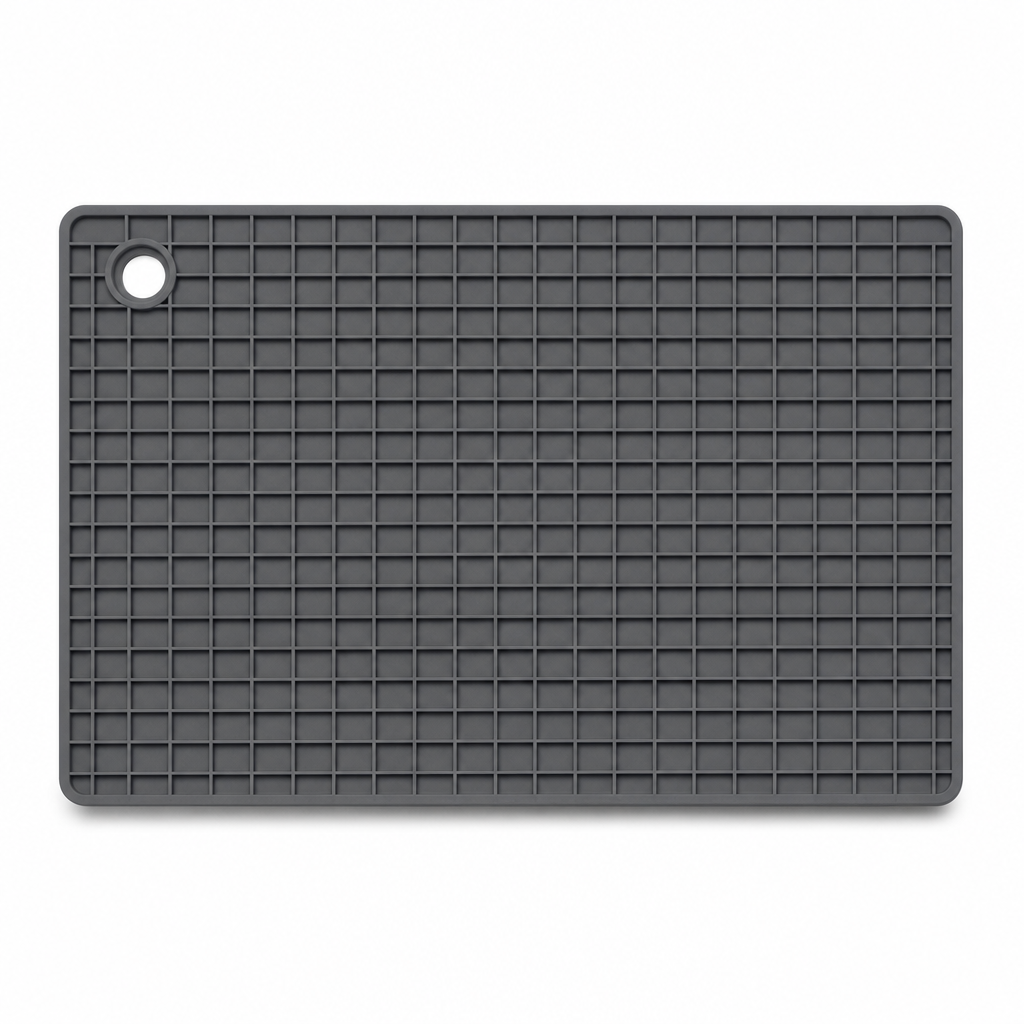 96 Pieces Rectangular Silicone Mats, Dark Grey Grid Surface, 30 x 20 x 1 cm, 1 Piece