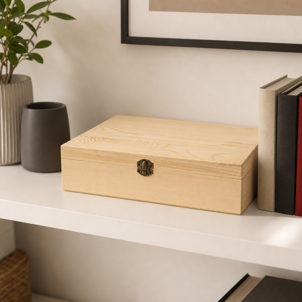 72 Pieces Wooden Storage Box, Natural Wood Grain, Front Clasp, 12 x 8 Inch