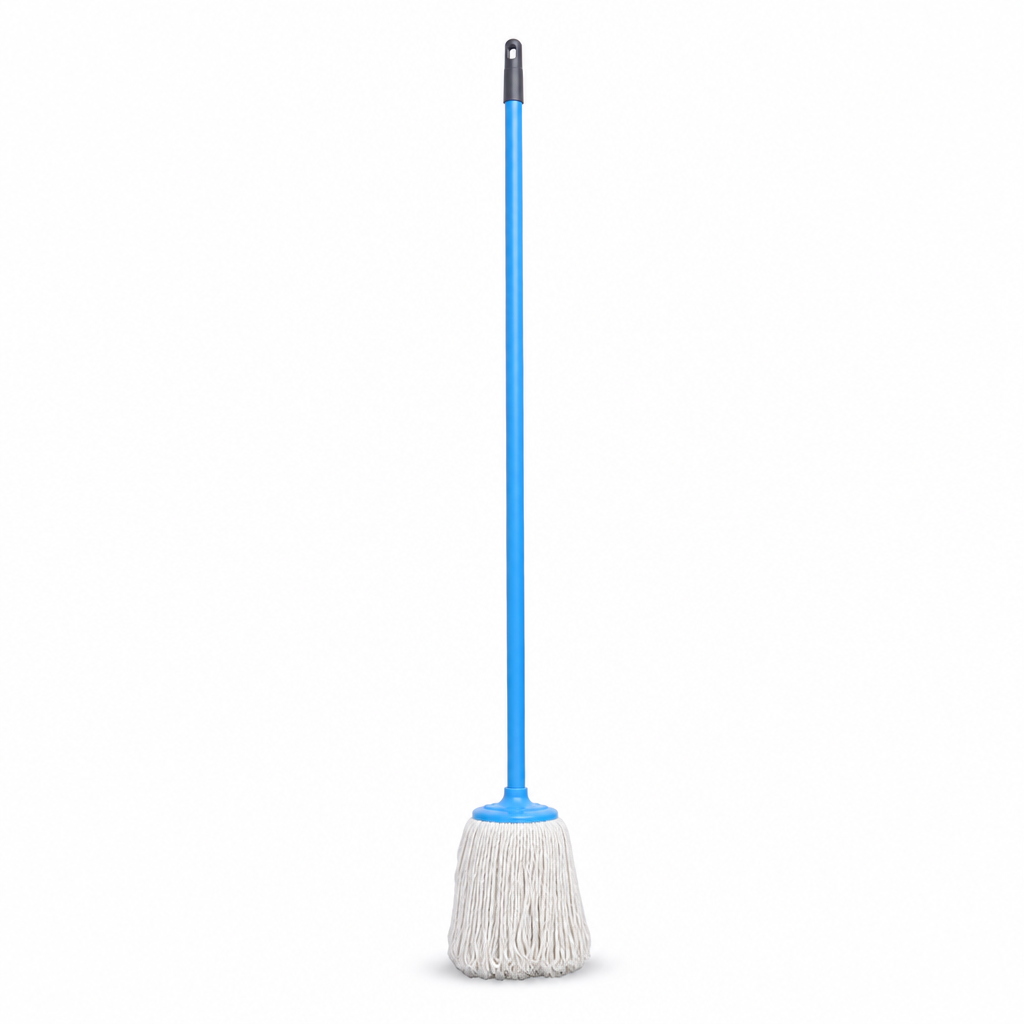 96 Pieces Cotton Mop with Painted Iron Handle, 200 g, Blue, 120 cm
