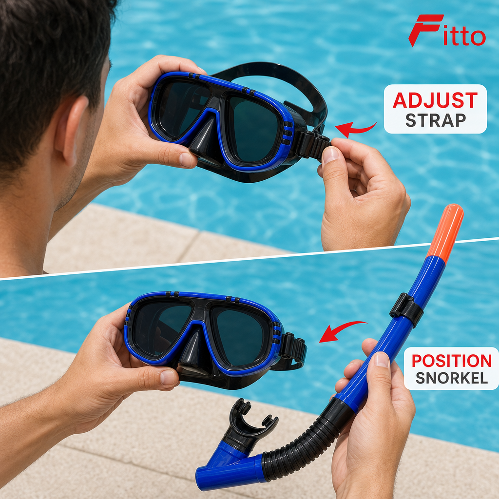 72 Pieces Swimming Mask and Snorkel Set, Blue, Adjustable Strap, 1 Set