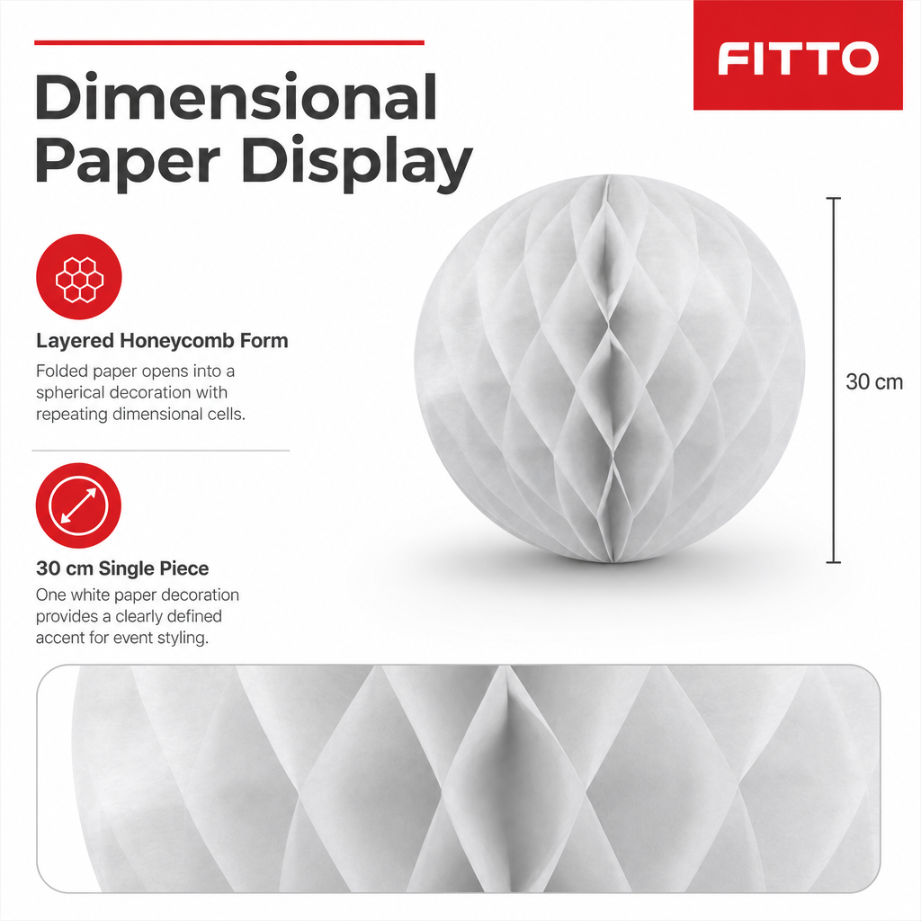 240 Pieces White Paper Honeycomb Ball Decoration, 30 cm, 1 Piece