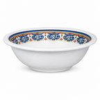 120 Pieces Melamine Salad Bowl, 6 Inch, White with Decorative Multicolour Rim, Single Bowl