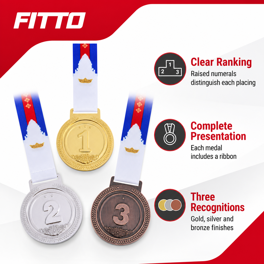 144 Pieces Award Medals with Ribbons, 1st 2nd 3rd Place Set for Sports Events, Competitions and Recognition Ceremonies