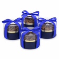 60 Pieces Blue Round Acrylic Presentation Boxes with Ribbon, 12 x 12 x 11.5 cm, 4 Pieces
