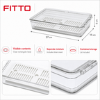 96 Pieces Clear Rectangular Food Storage Containers with Lid and Drain Insert, 27 × 15 × 5 cm