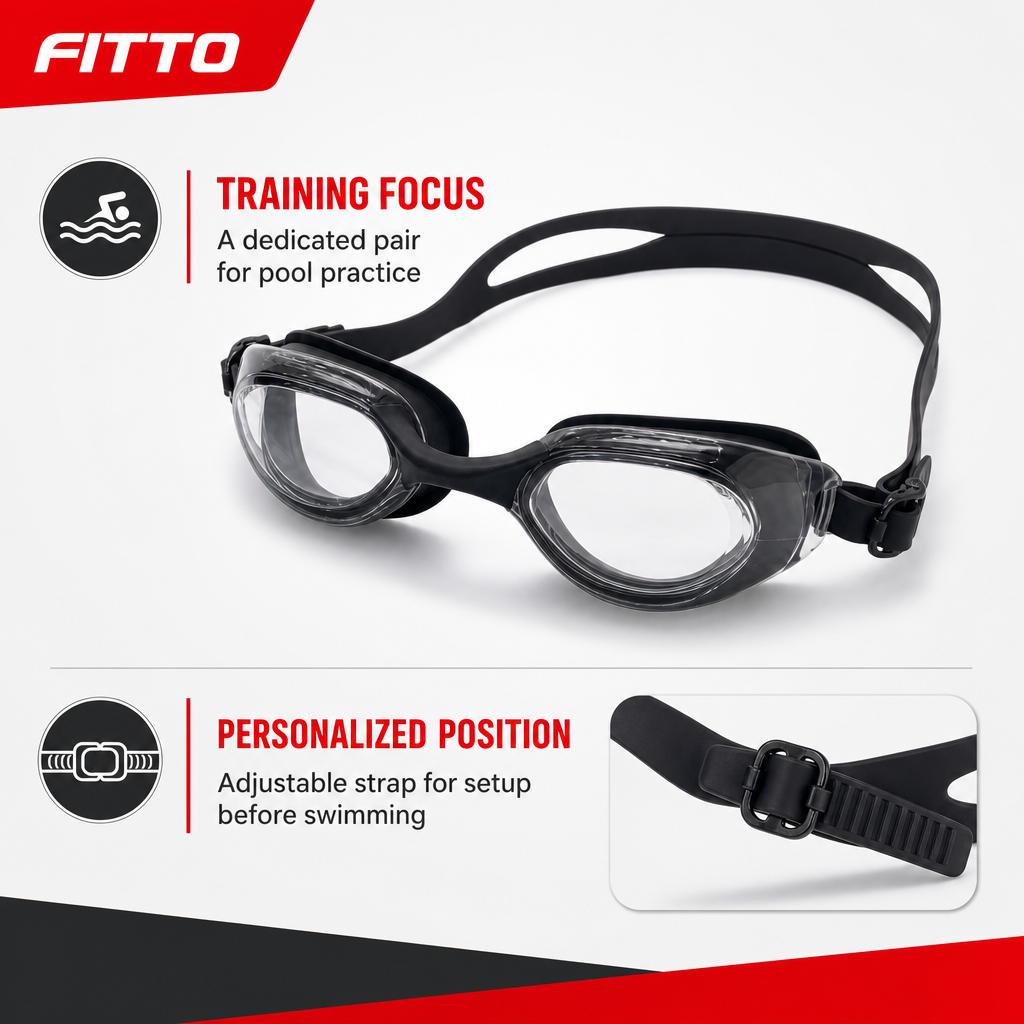 96 Pieces Swimming Goggles for Training, Black, Adjustable Strap, Single Pair