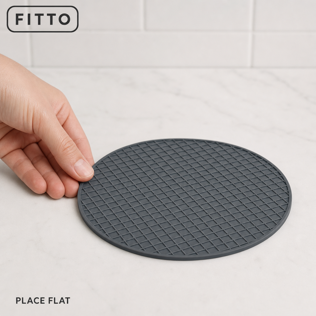 96 Pieces Round Silicone Mat, Textured Surface, 18 cm, Dark Grey