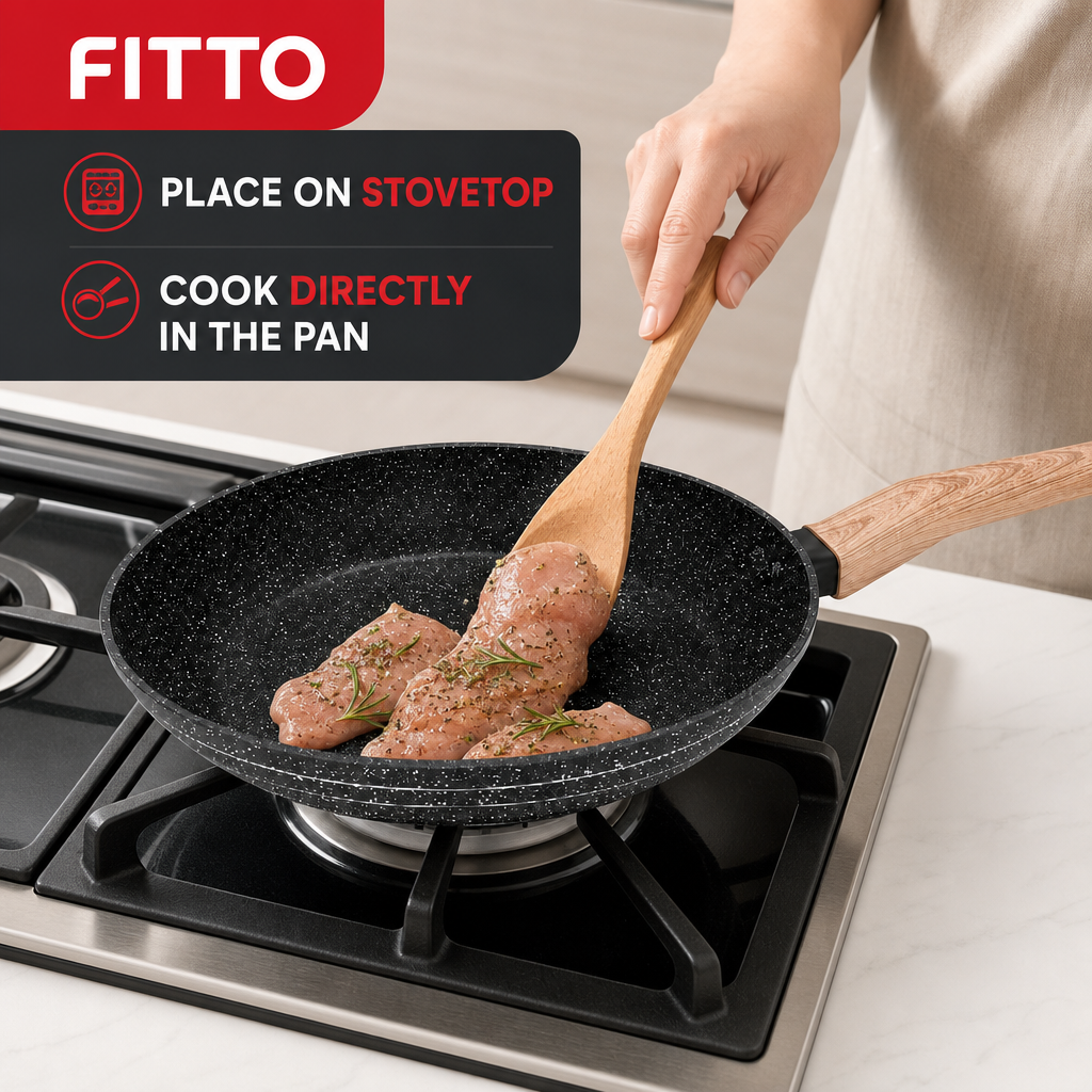 48 Pieces Forged Aluminium Frying Pan Without Lid, 26 x 5 cm, Black