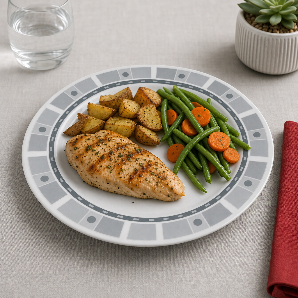144 Pieces Dinner Plate, 6 Inch, Grey Round Plate With Geometric Border