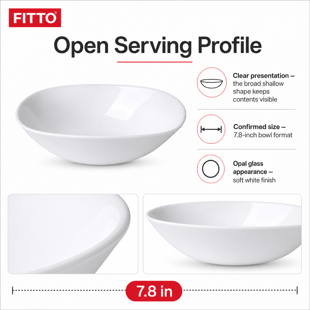120 Pieces Opal Glass Bowl, 7.8 Inch, White Serving Bowl for Kitchen and Dining Tablewares