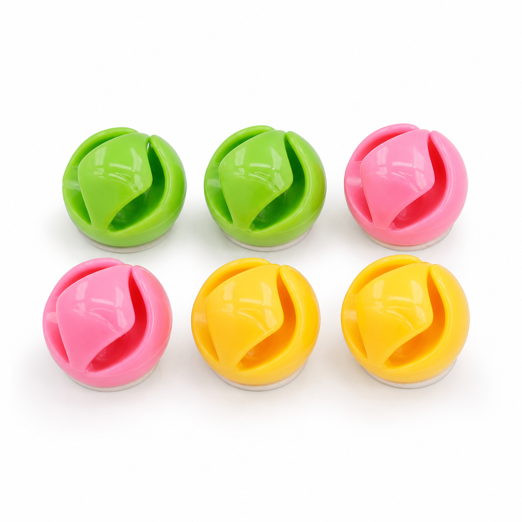 120 Pieces Self-Adhesive Cable Clips, 6-Piece Cord Organizer Set, Assorted Colours for Desk and Workstation Cable Routing