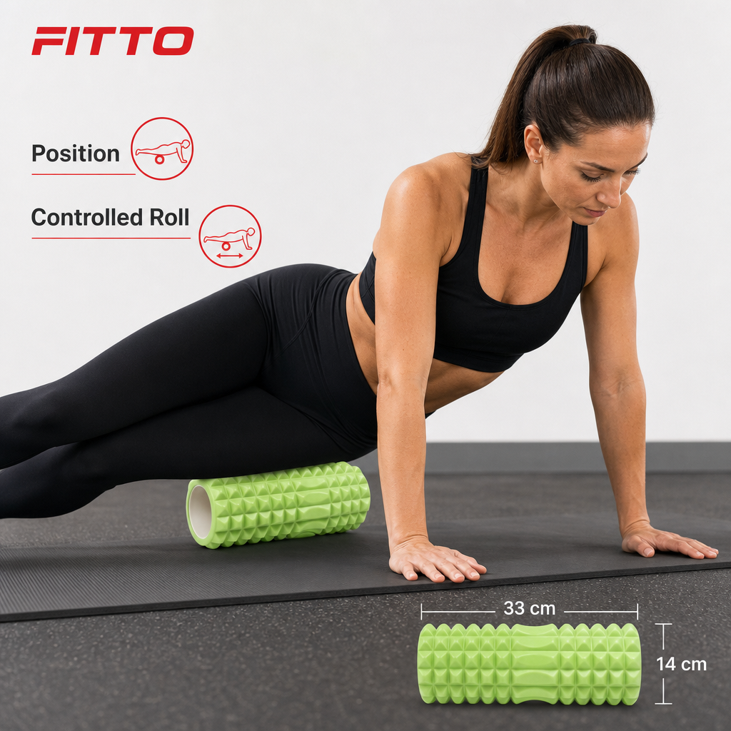 96 Pieces Textured Yoga Roller 33cm Green Cylindrical Exercise Roller