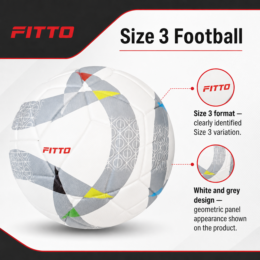 60 Pieces Size 3 Football, White and Grey Geometric Design