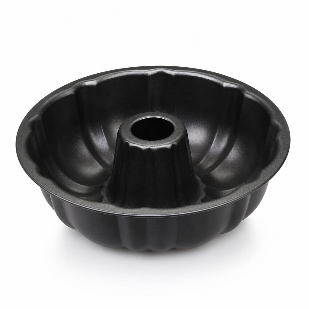 96 Pieces Bundt Cake Mold, 20 cm Fluted Carbon Steel Non-Stick Baking Pan, Black, 1 Piece