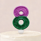 240 Pieces Pink and Green Number 8 Cake Candle, Glitter Finish, 2 Inch