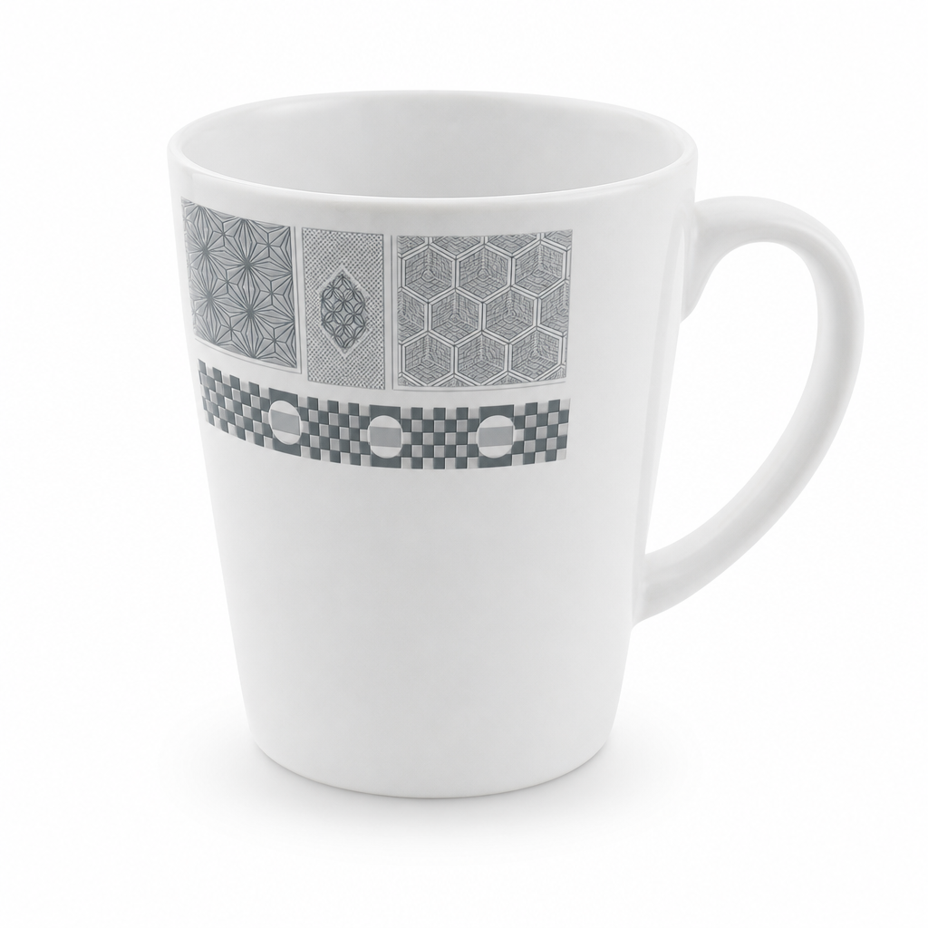 120 Pieces Melamine Mug with Handle, White and Grey Geometric Pattern, 1 Piece