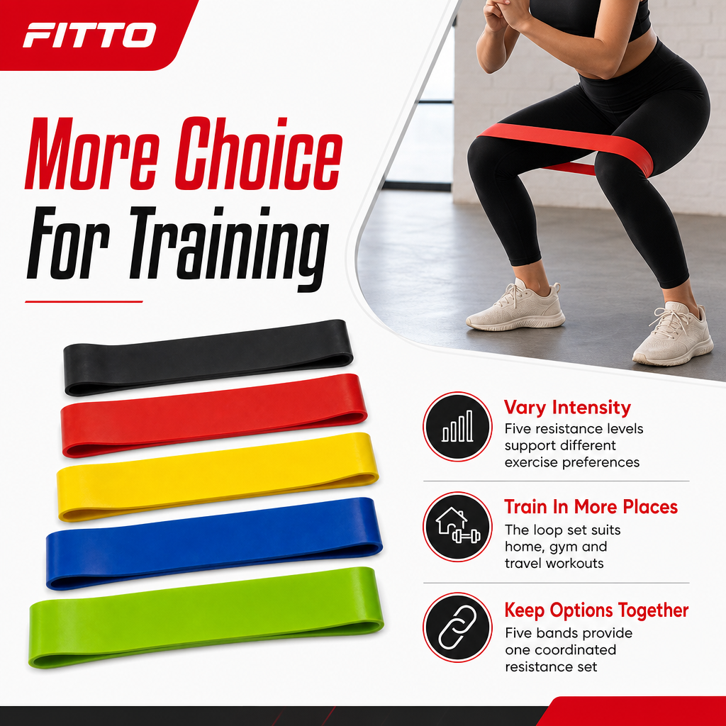 96 Pieces Resistance Bands for Home Workouts, 5 Resistance Levels, 5-Piece Exercise Loop Set
