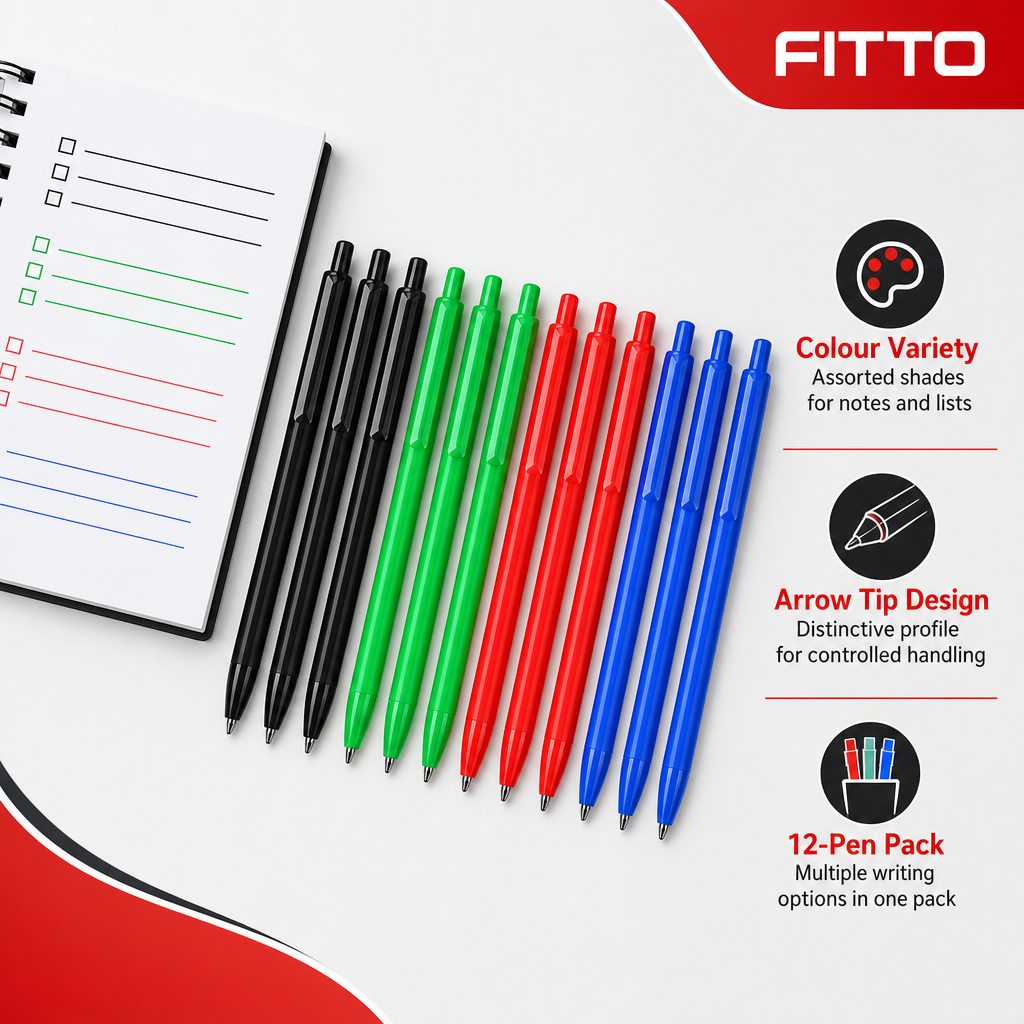 96 Pieces Gel Pens with Arrow Tip, 0.7 mm, Assorted Colours, 12-Pack
