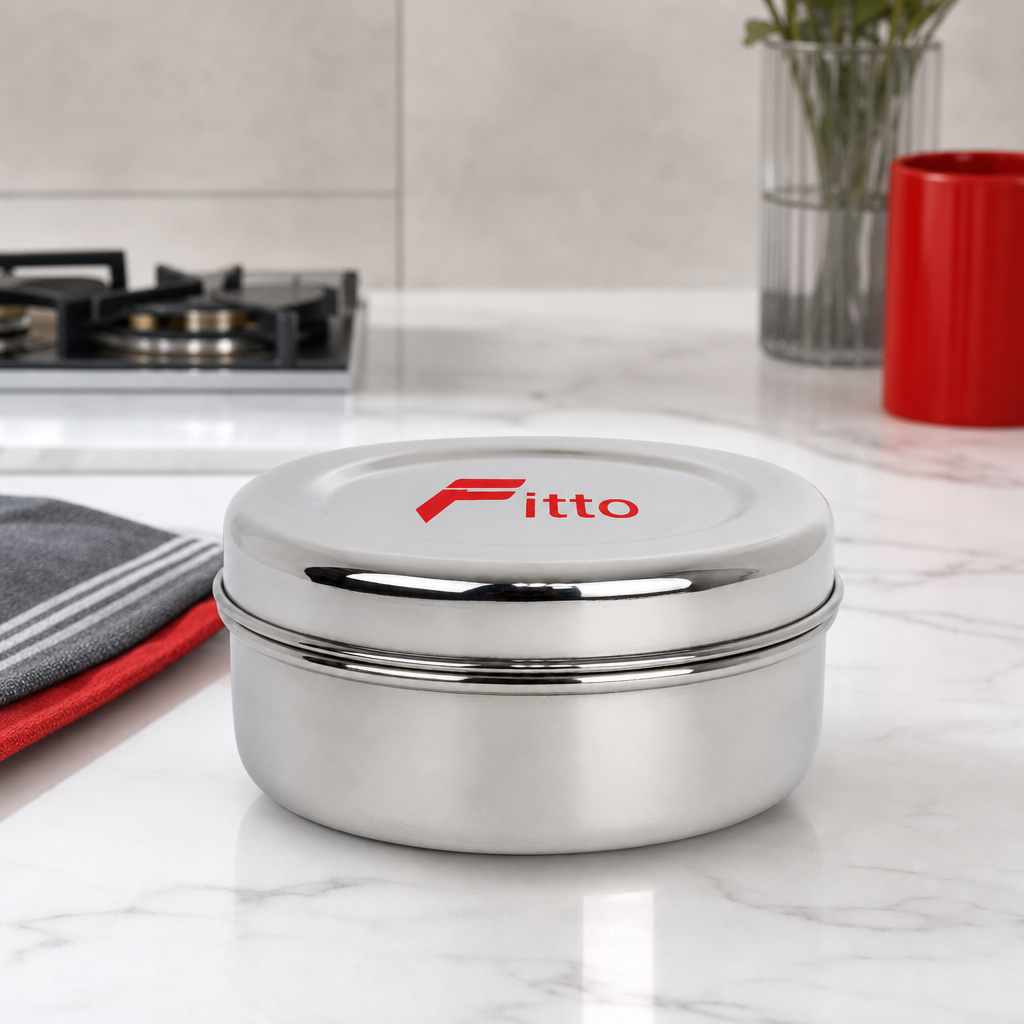 96 Pieces Stainless Steel Puri Storage Container, Round 11 cm