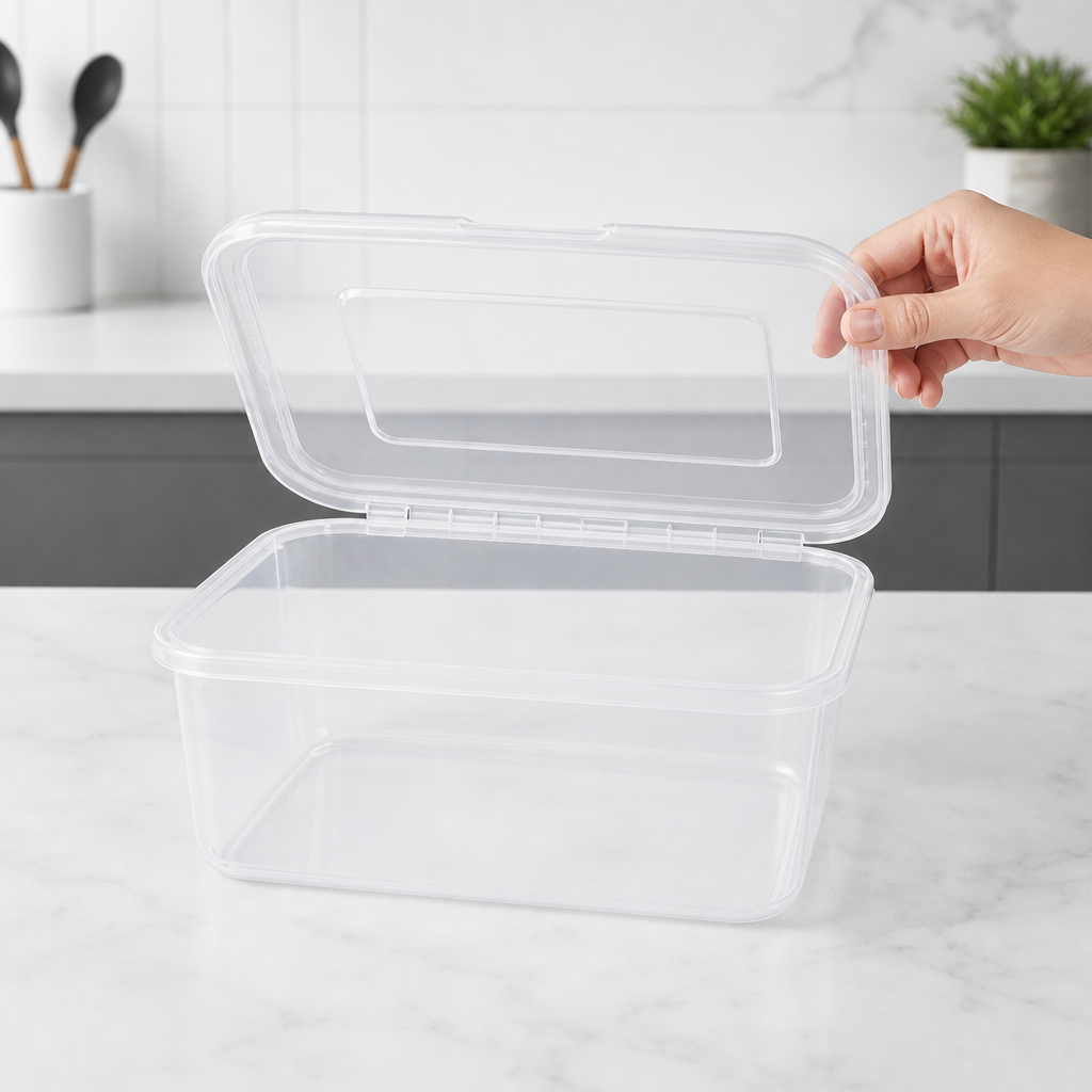 120 Pieces Clear Plastic Food Storage Containers with Hinged Lid, 22 x 15 x 8 cm, 1 Piece