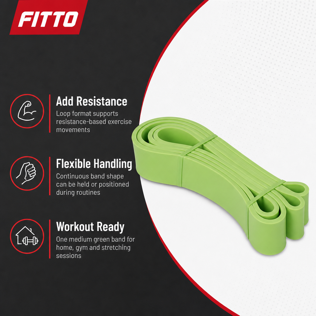 72 Pieces Exercise Loop Resistance Bands, Medium Green, Single Band for Strength Training, Stretching and Home Workouts