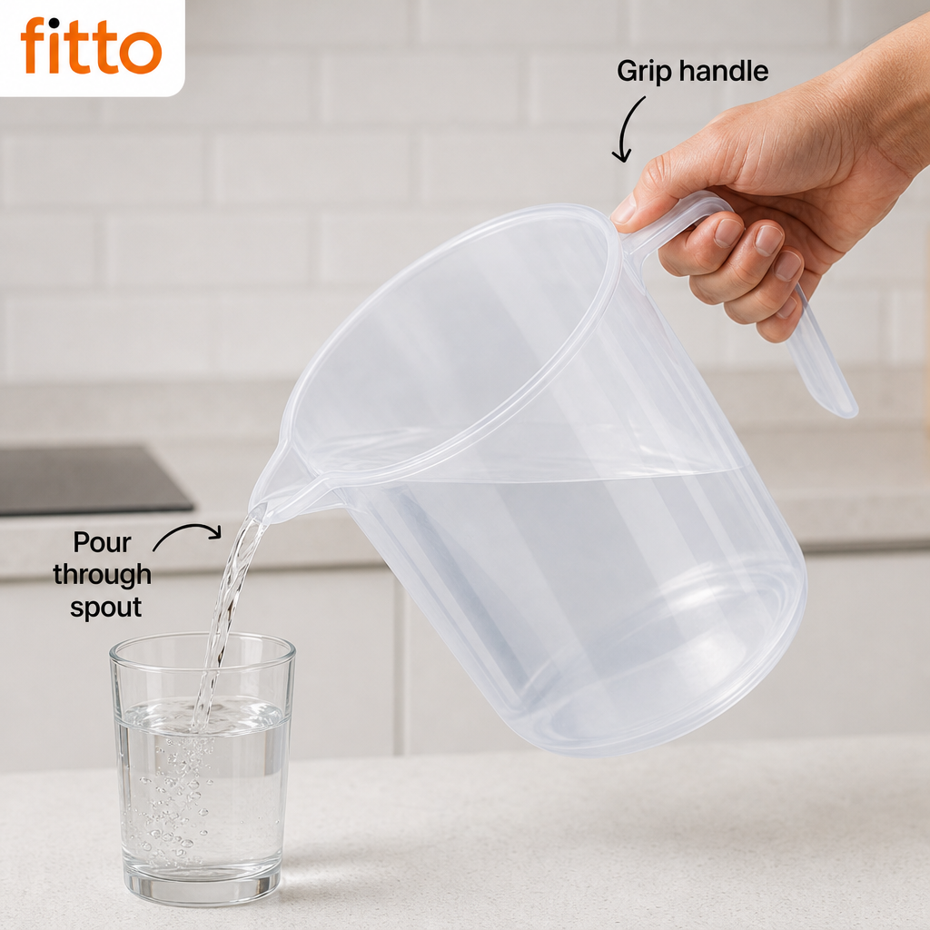 144 Pieces Transparent Plastic Water Jugs with Handle and Pouring Spout, 2 Litre