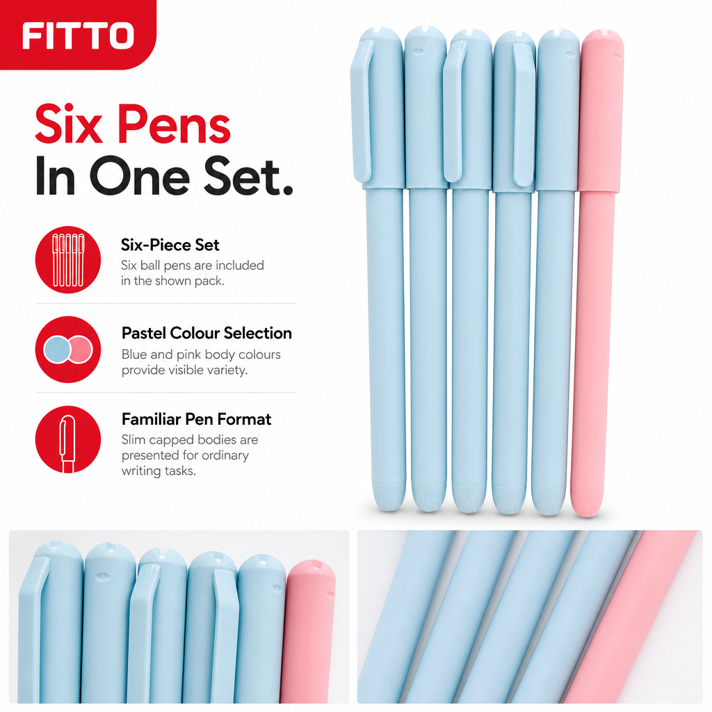120 Pieces Ball Pens, Pastel Blue and Pink Matt Body Colours, 6 Pack