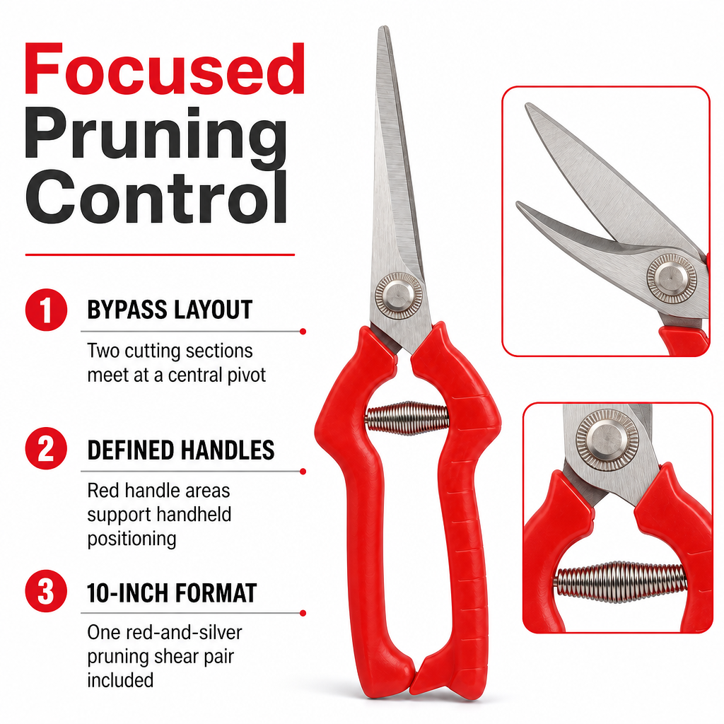 120 Pieces Bypass Pruning Shears, 10 Inch, Red and Silver, 1 Piece
