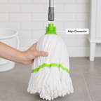 96 Pieces Cotton Mop Head, 150 g, White with Green Connector for Floor Cleaning