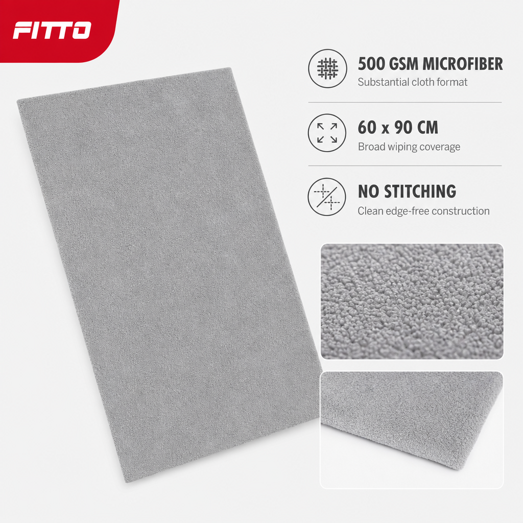 96 Pieces 500 GSM Microfiber Cleaning Cloth, No Stitching, 60 x 90 cm, Grey