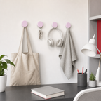 144 Pieces Adhesive Hooks, Pink Round Wall Hooks, 4 Pieces
