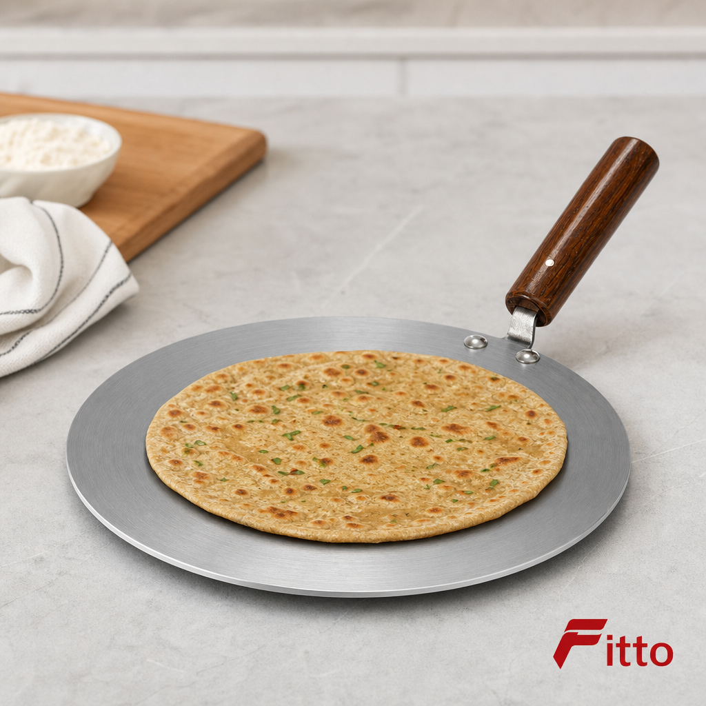 72 Pieces Non-Stick Tawa Pan with Wooden Handle, 14 Inch