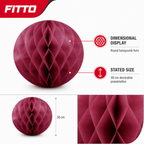 240 Pieces Maroon Paper Honeycomb Ball Decoration, 30 cm, 1 Piece