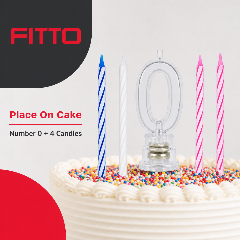 144 Pieces LED Happy Birthday Number 0 Cake Candle Set with 4 Candles, 9 cm