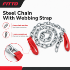 120 Pieces 4 mm Steel Pet Utility Chain with Red Webbing Strap, 1 m, Silver and Red, 1 Set