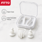 96 Pieces Swimming Ear Plug Set With Nose Clip and Storage Case, White