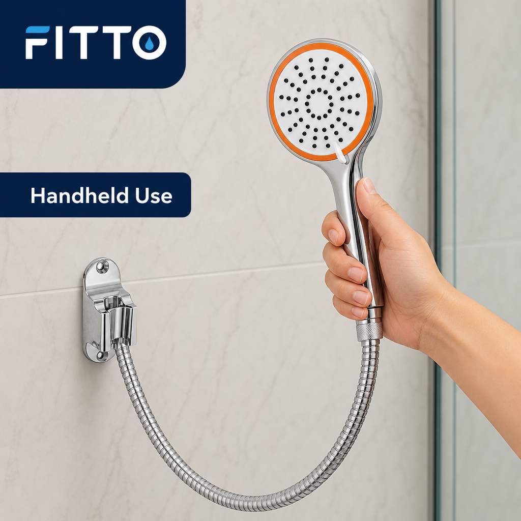 96 Pieces Hand Shower Head White and Chrome with 1.5 m Flexible Hose