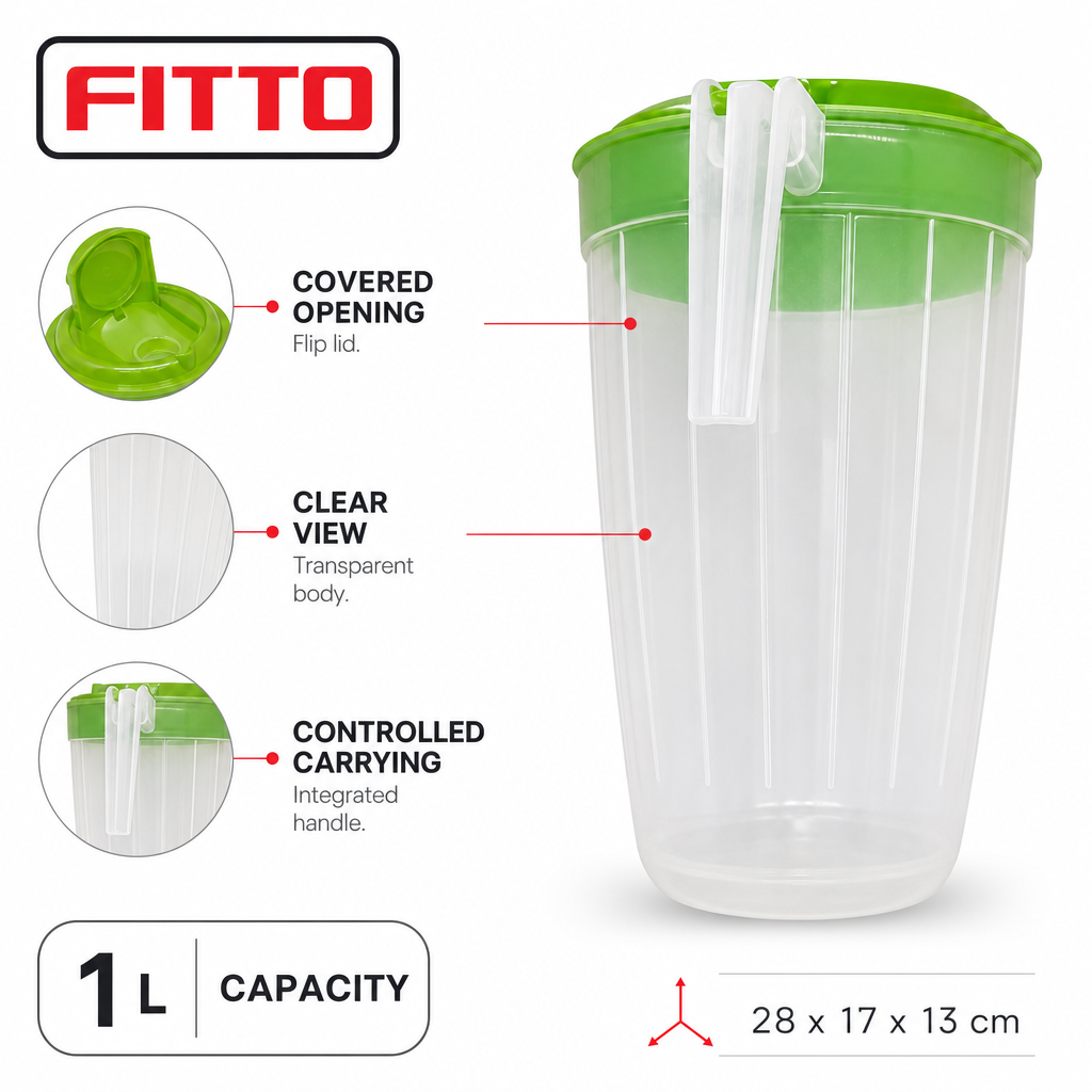 120 Pieces Transparent Plastic Water Jugs with Flip Lid and Handle, 1 L, 1 Piece