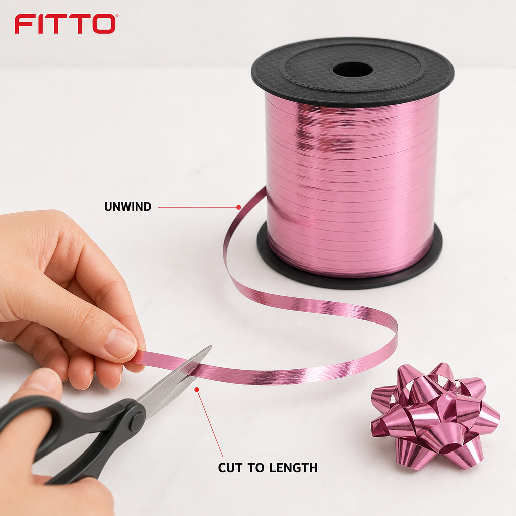 120 Pieces Dark Pink Metallic Ribbon Roll, 5 mm x 250 yd, Decorative Craft Ribbon for Wrapping, Party Details and DIY Projects