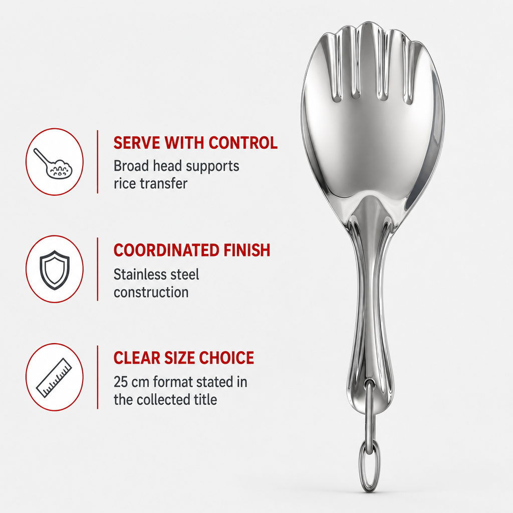 144 Pieces Stainless Steel Rice Spoon, 25 cm, Broad Serving Head for Rice and Table Use